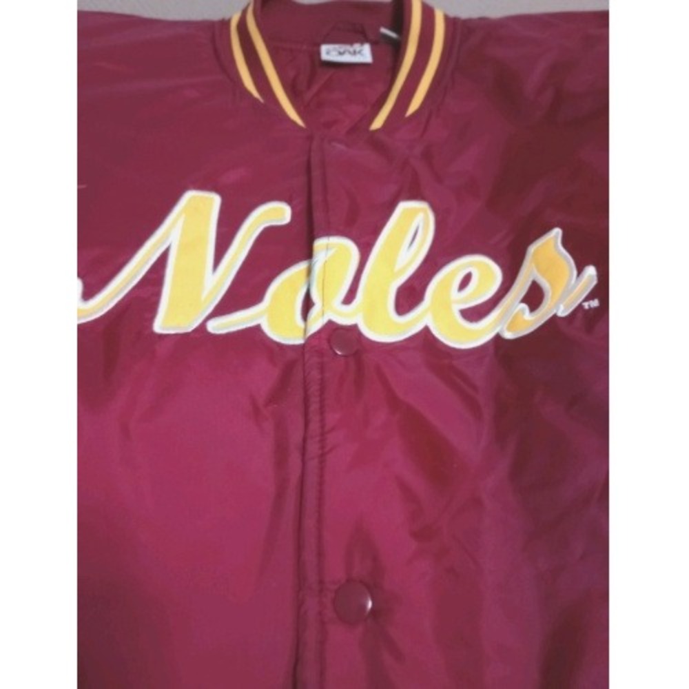 Vintage Red Oak FSU Seminoles Bomber Jacket Maroon Nylon Mens Large 4421